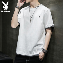 Playboy short-sleeved t-shirt mens t-shirt fashion brand trend summer 2021 new loose half-sleeve mens clothing