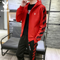 Playboy casual suit mens sports set autumn handsome with spring and autumn mens sweater two-piece suit
