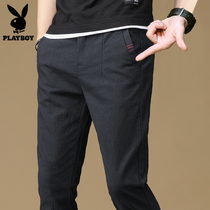 Playboy casual pants mens Korean version of the trend autumn mens wild slim feet thin long pants mens pants