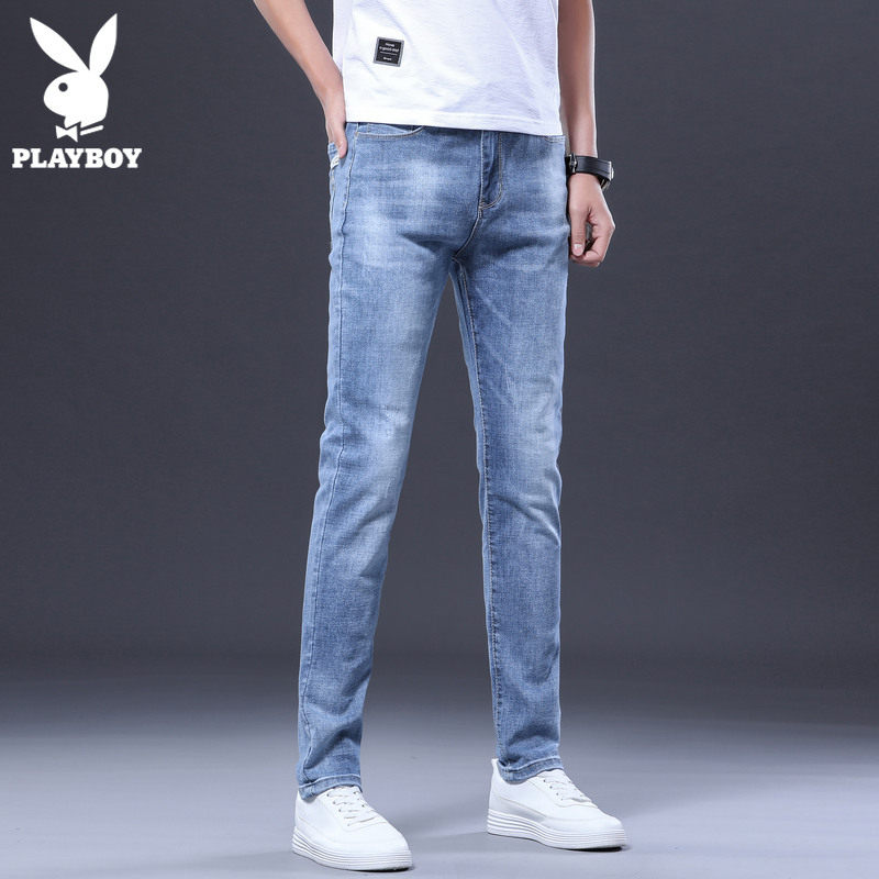 Playboy Light Color Jeans Men's Summer Thin Section 2022 New Casual Trendy Brand Slim Small Feet Long Pants