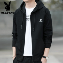 Playboy jacket mens autumn cardigan sweater trend casual clothes spring and autumn hooded jacket mens clothing