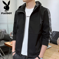 Playboy jacket mens spring and autumn Korean version of the trend casual wild autumn jacket hooded jacket mens autumn and winter