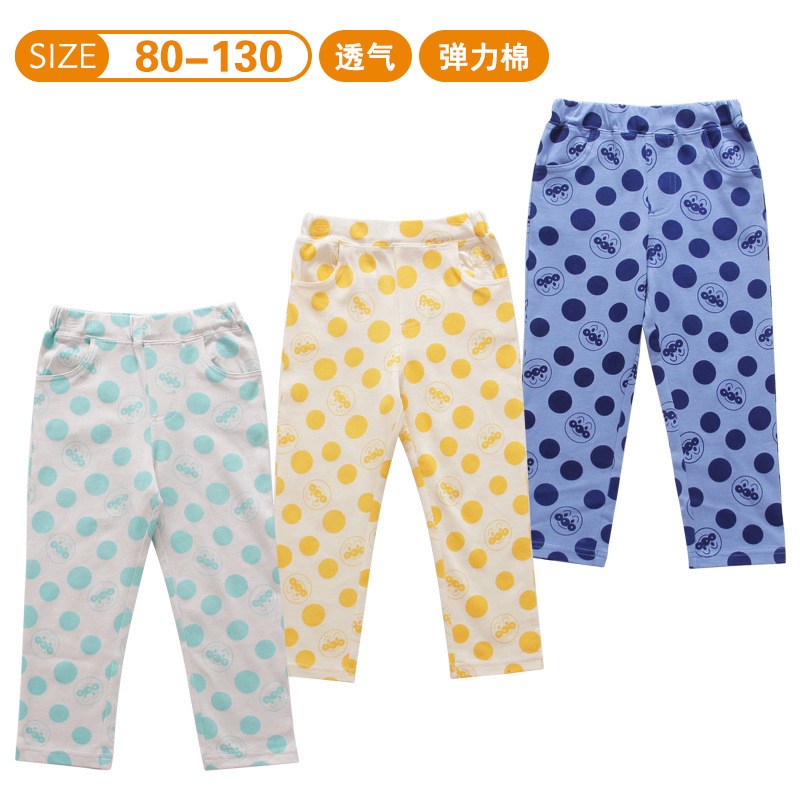 Spot: 2023 spring bread Superman childlike children Women beating bottom thin Japanese style boy pure cotton elastic long pants 