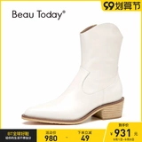 BeauToday Демисезонные джинсовые короткие сапоги в английском стиле, в британском стиле