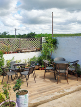 Outer swing rattan chair three-five-piece set supermarket entrance folding table and chair courtyard outdoor furniture cafe table and chair small balcony