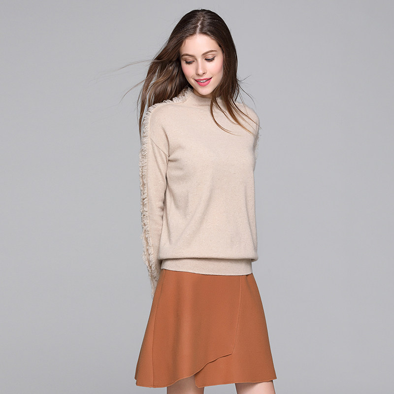 Pure cashmere sweatshirt female half height collar jacket Head personality Fashion Stream soda with undershirt large size Sizes Stitch Sweater Sweater Winter Warm