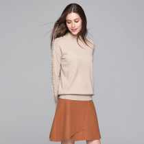 Pure cashmere sweater women half high neck collar pullover personality fashion tassel base shirt size sweater winter warm