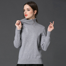 High neck cashmere sweater womens pullover basic autumn and winter new solid color base shirt pure cashmere sweater female short E230