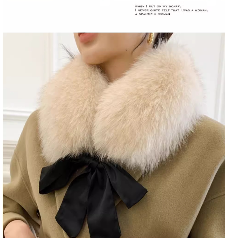 Faux Fox Fur Collar Sold Separately for Men's and Women's down Jackets, Large Ribbon Fur Collar, Universal Round Neck Scarf