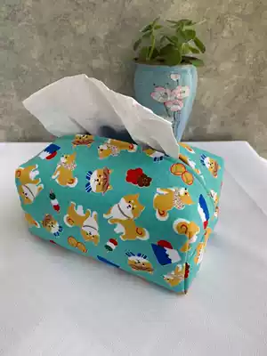 Japanese style style simple fashion cloth tissue bag living room bedroom storage removable sanitary paper bag Taiwan imported cotton linen firewood dog