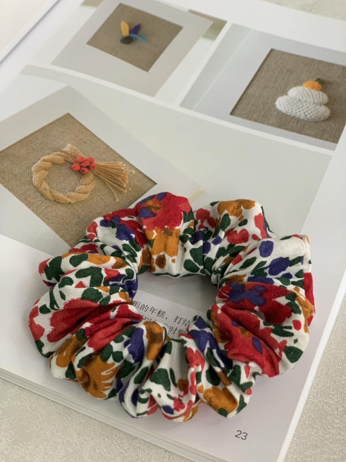 Treasures handmade custom French style large intestine hair ring sweet and Korean style Flower Parenting