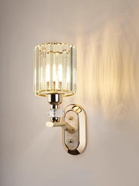 Nordic Modern Crystal Wall Lamp, Light Luxury and Personalized Bedroom Bedside Lamp, Single-Head Living Room Tv Background Wall Staircase Lighting