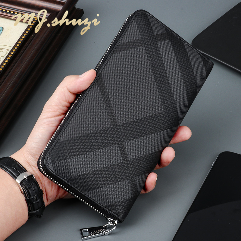 2026 New Men's Long Wallet with Single Zipper, Multiple Card Slots, Phone Pouch, Casual Business Small Clutch Bag for Men