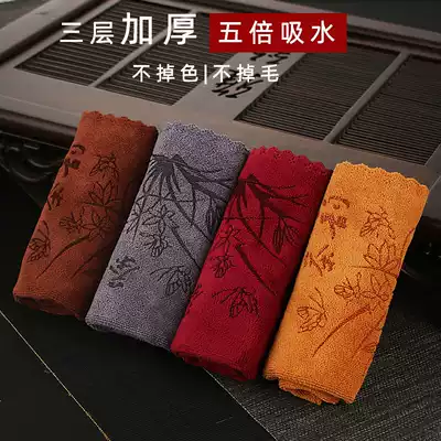 Thickened cotton linen tea cloth tea towel cloth absorbent high-end Kung Fu tea table tea mat tea table special towel rag pot towel