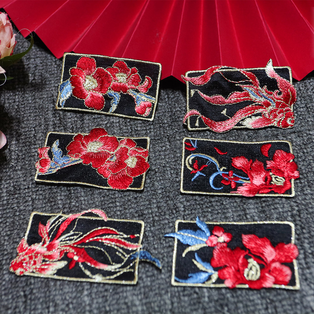 Tu Nanhua Qian Hanfu Chinese style embroidered hair clip patch