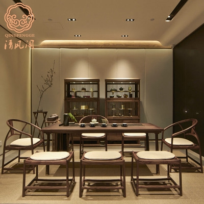 New Chinese kung fu tea table and chairs Composition solid wood Zen Serve Chinese style tea room tea room minimalist innate living-room tea table