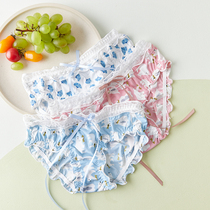 Female Summer Underpants thin Breathable Woman Mid-Waist Lace Shorts Student Teen Girl Cute Sweet and Printed Triangle Pants