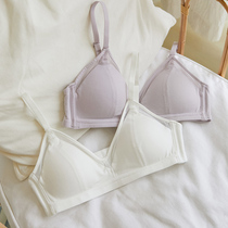 Fan-style triangular cup lingerie female large breasted without steel ring bra display chest small white summer thin silk bra
