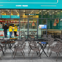 Outdoor Table Chairs Combined Rattan Chair Three Sets Balcony Patio Casual Outdoor Terrace Chairs Garden Iron Art Small Table And Chairs