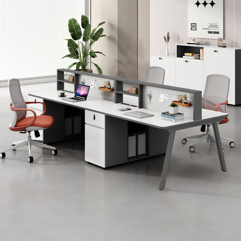 Modern Minimalist Office Furniture Set with Perforated Board Desks and Chairs for 4-6 People Modern Minimalist Office Furniture Set with Perforated Board Desks and Chairs for 4-6 People