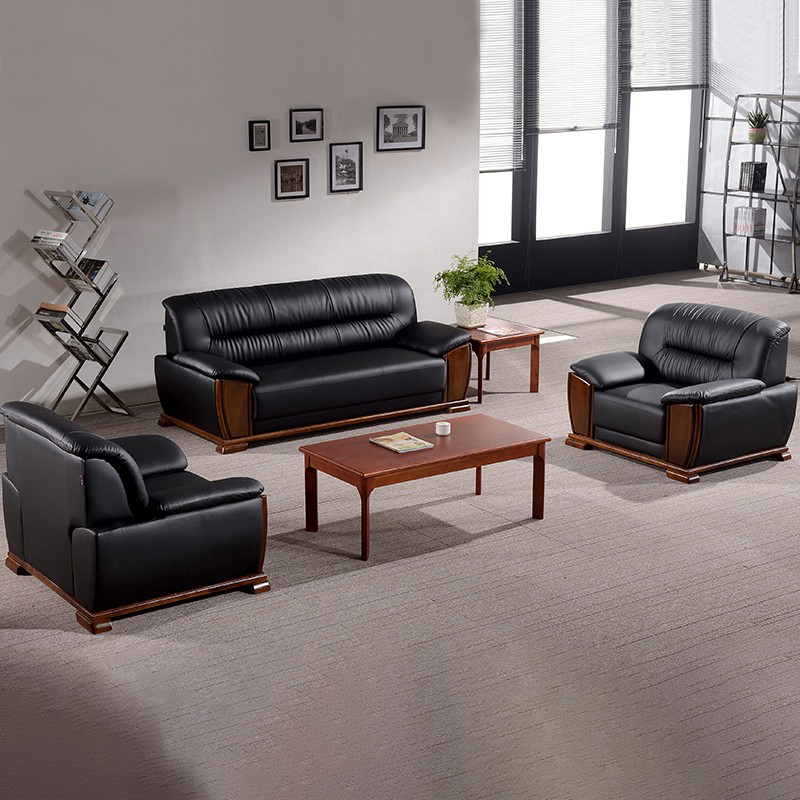 Office sofa Tea Table Composition Office guests reception for business trio Genuine Leather Sofa Resting Area can lie down