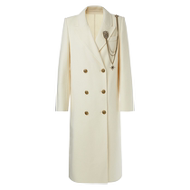 MAXRIENY military style straight woolen coat autumn windbreaker for women