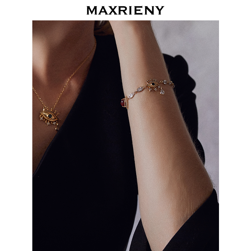 MAXRIENY2020 Blazing Hearts Series Devil's Eye Handmade Woman Adjustable Glazed Hands Rings Son