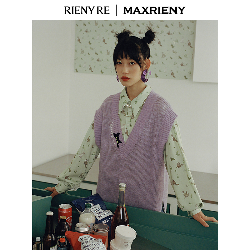 (RIENYRE Series) MAXRIENY2020 Autumn New Retro Long Sleeve Small Shirt Loose All Match Shirt