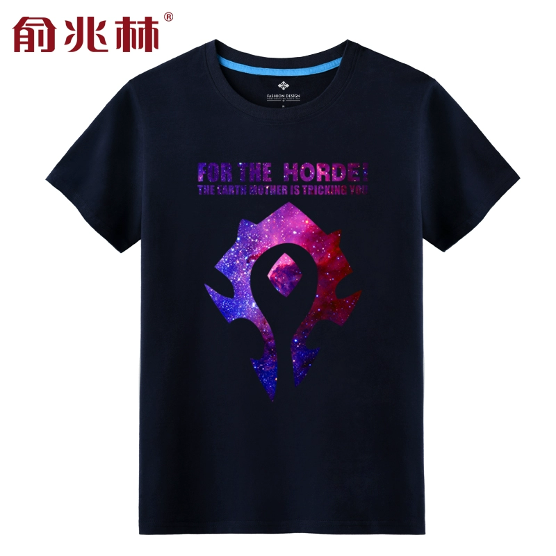 World of Warcraft trò chơi thủy triều thương hiệu Áo thun cotton mùa hè cổ tròn cộng với phân bón để tăng mỡ lớn kích thước lỏng tay ngắn nam triều áo thun nam cổ tròn