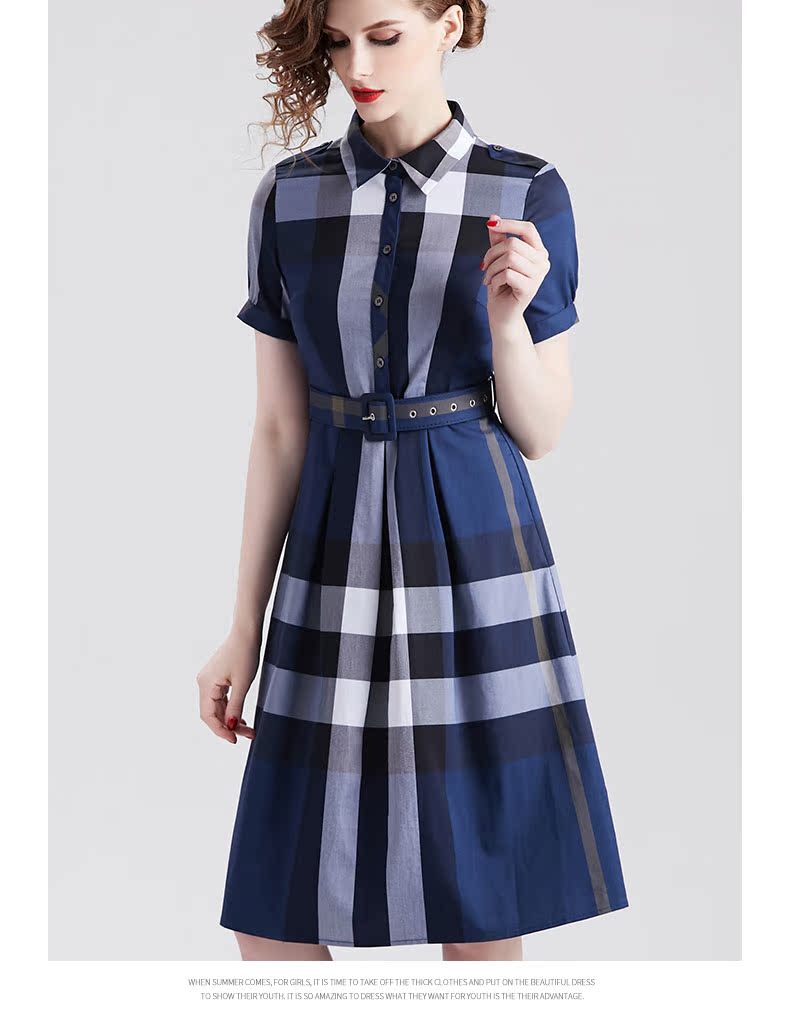 Mùa hè 2019 mới của phụ nữ áo sơ mi kẻ sọc xanh Slim mỏng mỏng thanh lịch ngắn tay cotton - Sản phẩm HOT đầm đi đám cưới