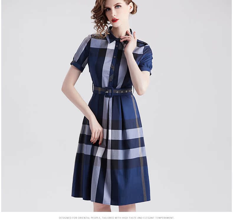 Mùa hè 2019 mới của phụ nữ áo sơ mi kẻ sọc xanh Slim mỏng mỏng thanh lịch ngắn tay cotton - Sản phẩm HOT đầm đi đám cưới