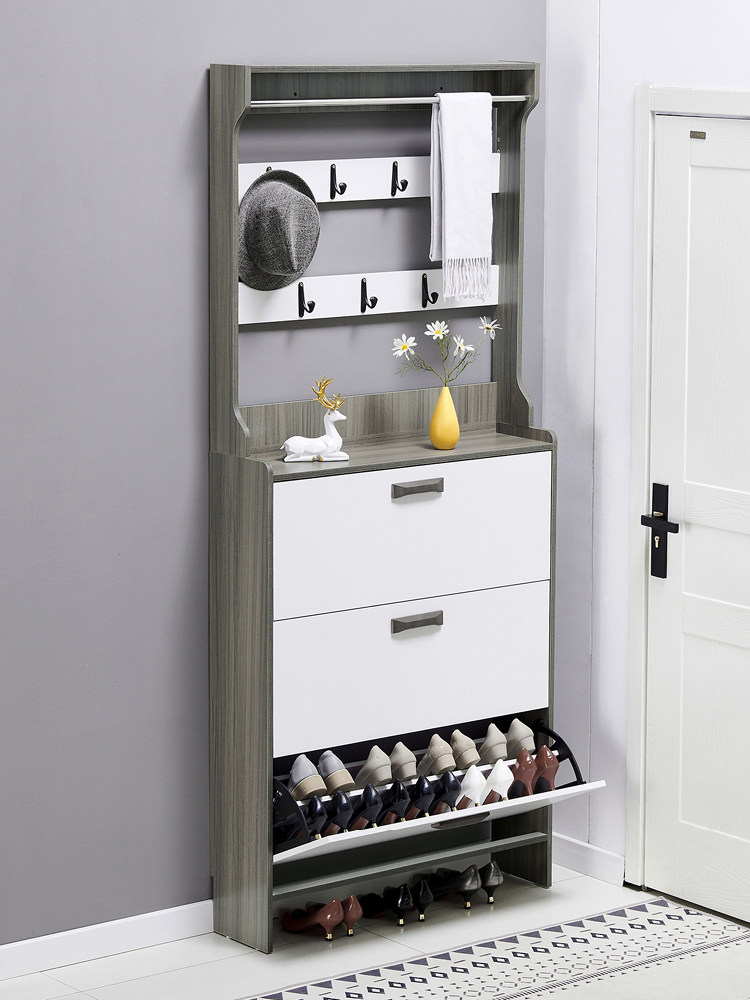 Ultra-thin shoe cabinet 17cm economical household door multi-functional assembly Simple modern dump shoe cabinet with hanger