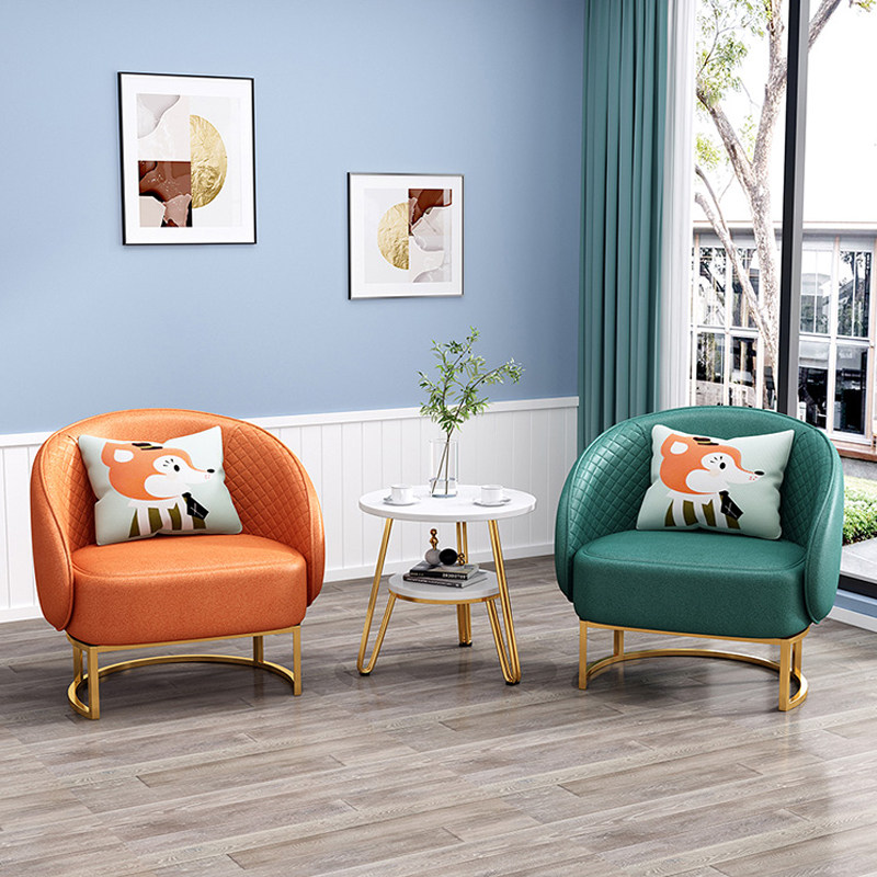 Office business sofa seating area leisure creative simple technology cloth small sofa reception double light luxury