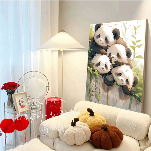 Милая панда, маленькая вышивка крестиком, 2025, новая линия, вышивка для гостиной, ручная вышивка, простая спальня, столовая, простая