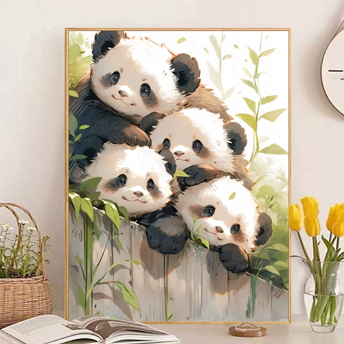 Милая панда, маленькая вышивка крестиком, 2025, новая линия, вышивка для гостиной, ручная вышивка, простая спальня, столовая, простая