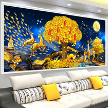 Cross embroidered 2022 new line embroidered living room Treasure Tree Elk Embroidery Compliment and Artisanal Oneself Full Embroidered Atmosphere
