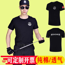 Security guard short-sleeved summer T-shirt cotton training uniforms security check T-shirt special security overalls set mens summer security uniforms