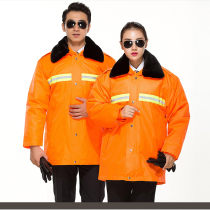Winter sanitation coats for men and women thickened multifunctional reflective strip overalls cotton coats cold-proof cotton-padded jacket