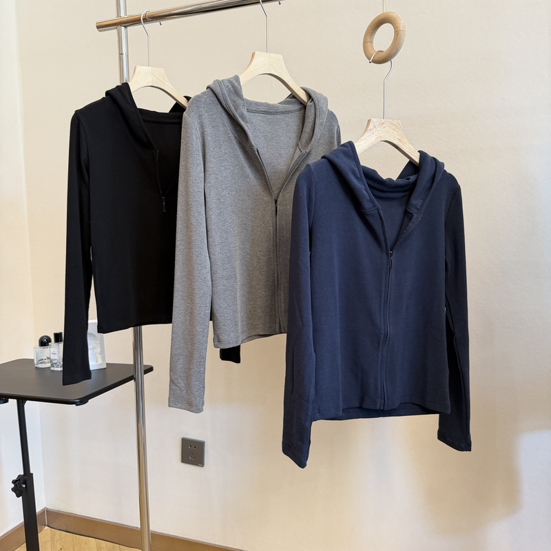 Highly Elastic, Slim-Fitting, Sexy Style, Soft and Skin-Friendly Hooded Zip-Up Cardigan Jacket, Thin Sweatshirt Style