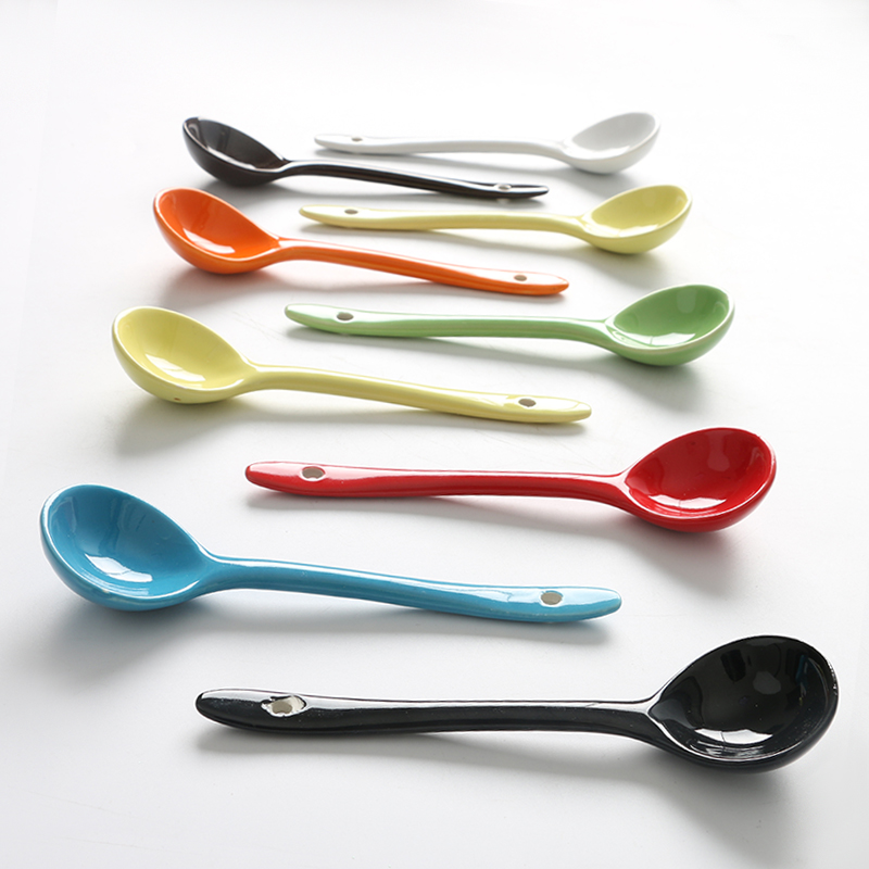 Nordic ins net red color spoon Japanese and Korean creative ceramic tableware spoon Household spoon Dining room small soup spoon