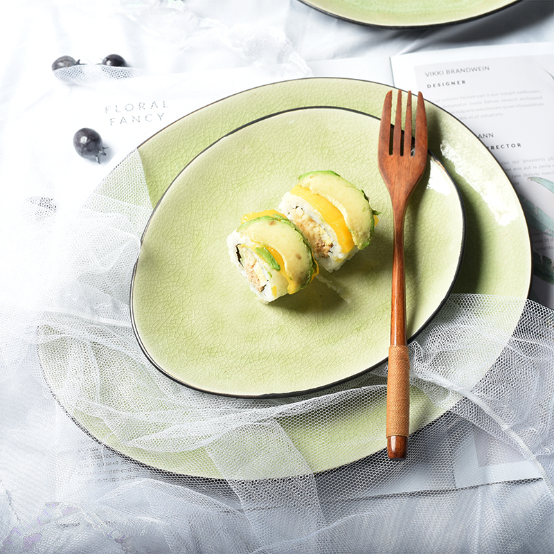 Ice Cracked Glaze Irregular Profiled Disc Creative Ceramic Cutlery Plate Home Plate Sara Pan Snack Dish Blemish