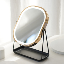 AHDE cosmetic mirror Daylight mirror Desktop with led light charging mirror Large ins wind Nordic student Dormitory fill light