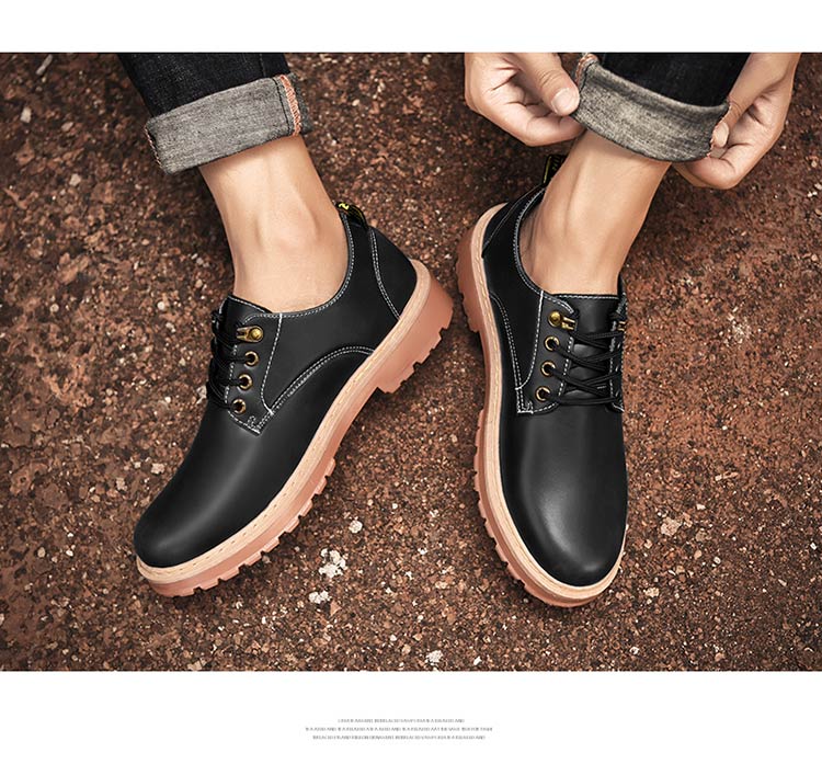 Booties nam mùa thu và mùa đông England đầu lớn giày thường giúp đỡ thấp dụng cụ Martin khởi động da khởi động của nam giới khởi động hoang dã đại hoàng khởi động giày bảo hộ nam