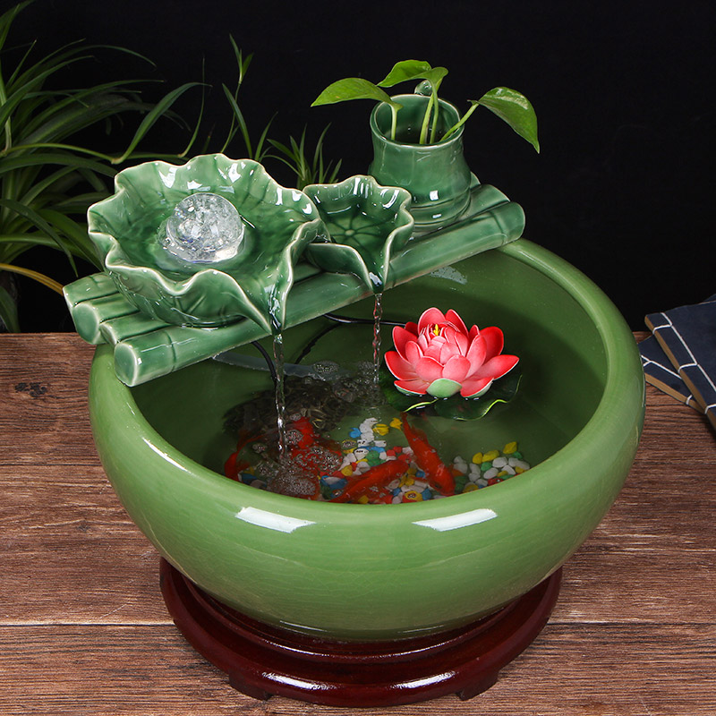 Jingdezhen Ceramic Fish Bowl Living Room Fluid Fish Bowl Water Fish Bowl for household small goldfish tank
