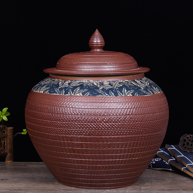 Jingdezhen ceramic 20 catty storage rice cylinder rice barrel oil cylinder pickled meat cylinder water jar water cylinder wine