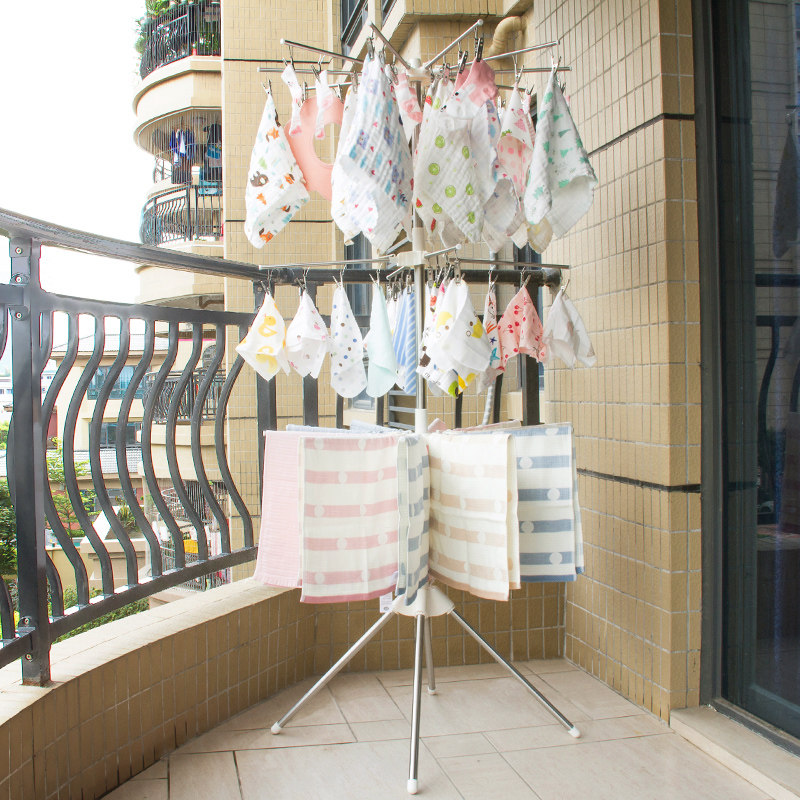 Stainless steel multi-clip baby baby special children's telescopic folding hanger Children's balcony indoor cloth rack