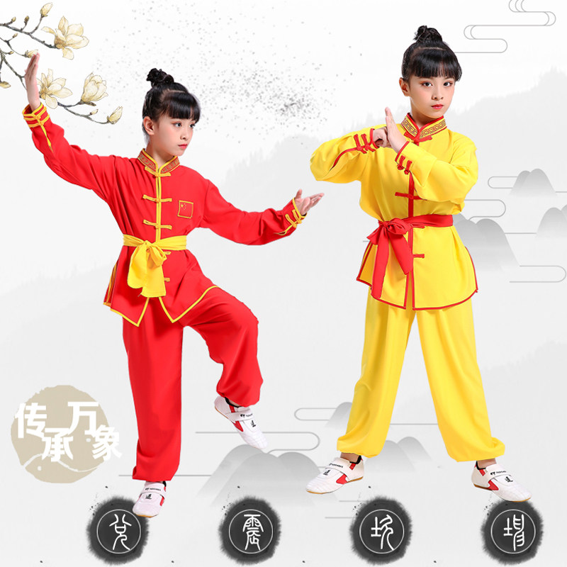 Children's martial arts acting men training uniform young children kung fu suit Taiji dress female martial arts clothes long sleeve autumn
