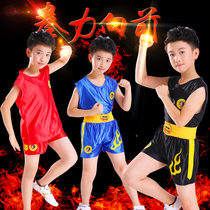 Martial arts suit Childrens fight training Martial Arts Museum Childrens kung fu suit Martial arts suit Summer short-sleeved performance sanda clothes