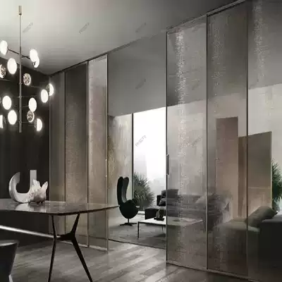 Art metal wire glass extremely narrow aluminum alloy frame push-pull sliding door kitchen dressing room balcony cloakroom