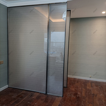  Full welded brushed fingerprint-free stainless steel frame art clip wire glass screen partition customization Very narrow light luxury modern